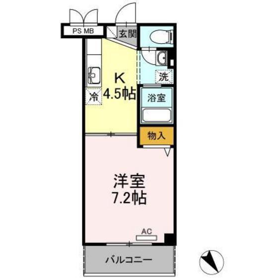 ローズハイムとくまる(1K/1階)の間取り写真