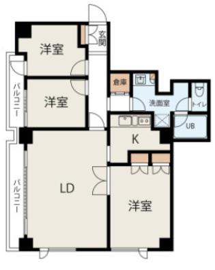 骨董通ビル(3LDK/10階)の間取り写真