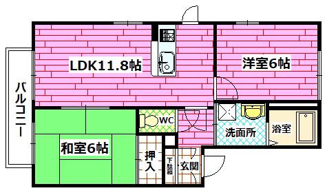フォーユー(2LDK/2階)の間取り写真