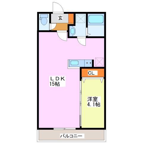 クリエール小郡(1LDK/2階)の間取り写真