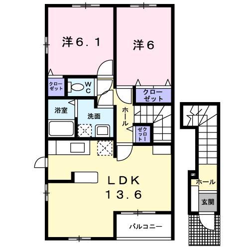 メゾンジェルメI(2LDK/2階)の間取り写真