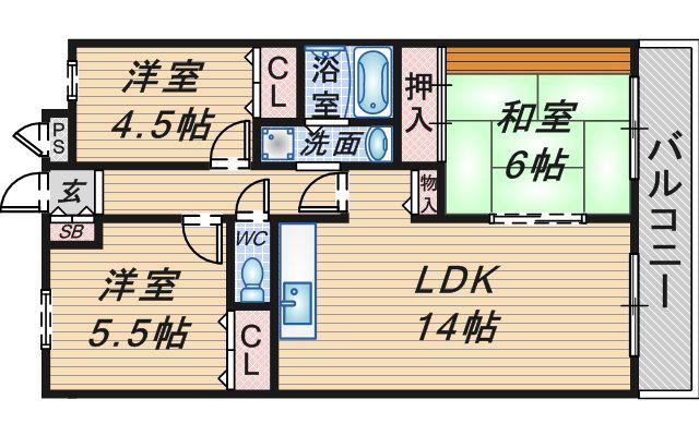 パシフィックマンション(3LDK/5階)の間取り写真