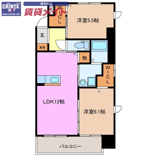 クレド桜橋(2LDK/1階)の間取り写真