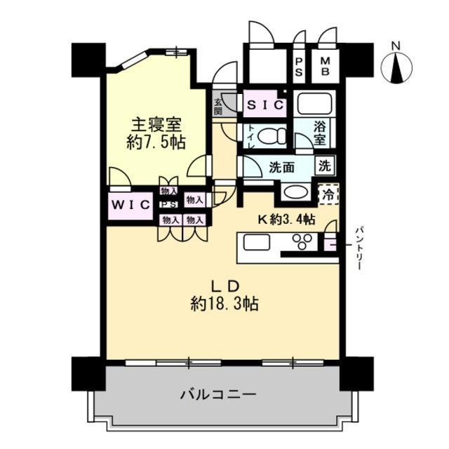 プレミストタワー総曲輪(1LDK/11階)の間取り写真
