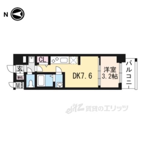 プレサンスTHE KYOTO 吉祥院(1DK/4階)の間取り写真