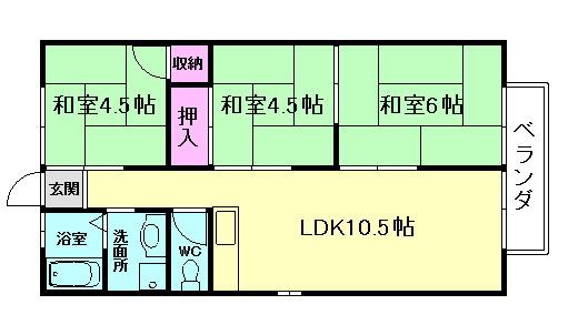 プレジール村上(3LDK/2階)の間取り写真