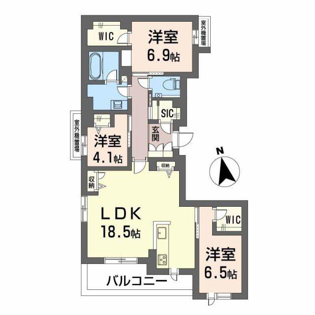 シャトル牛田旭(3LDK/3階)の間取り写真