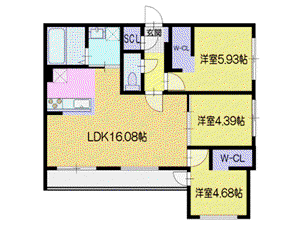 ラ・シュエット北大前(3LDK/4階)の間取り写真
