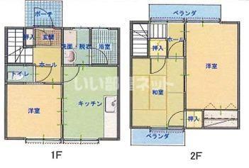 大栄コーポ B(3DK/2階)の間取り写真