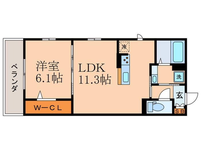 エミネンス京(1LDK/1階)の間取り写真