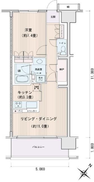 エスティメゾン豊洲レジデンス(1LDK/6階)の間取り写真