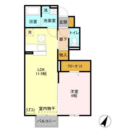 グランドソレーユ(1LDK/1階)の間取り写真