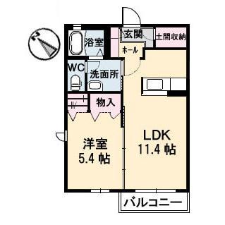 シャーメゾン新地(1LDK/1階)の間取り写真
