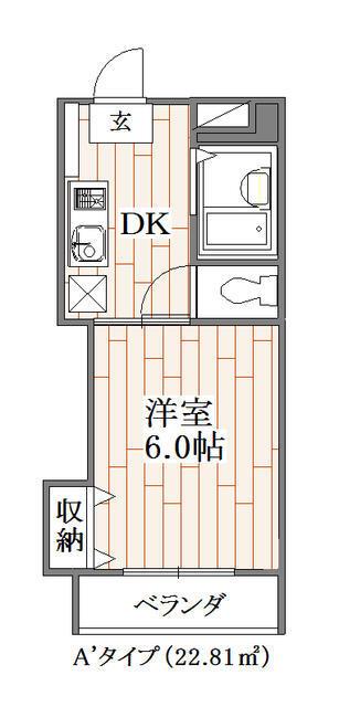 メイプルエイト(1DK/3階)の間取り写真