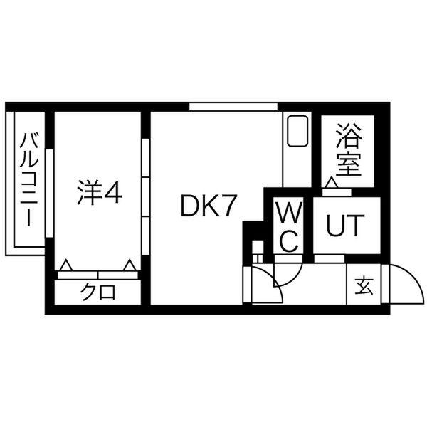 ラフィーネN20ウエスト(1DK/4階)の間取り写真
