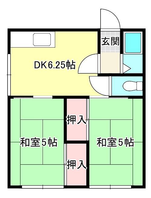 葵ハイツ(2DK/2階)の間取り写真