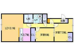SJP THE CLASS 5(2LDK/1階)の間取り写真