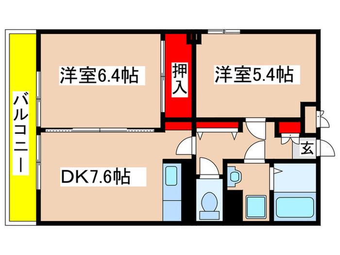 パストラル新百合ヶ丘(2DK/3階)の間取り写真