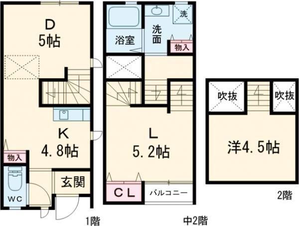 プレミアム宿町(1LDK/1階)の間取り写真