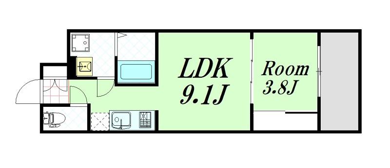 グランプラス谷町(1LDK/7階)の間取り写真