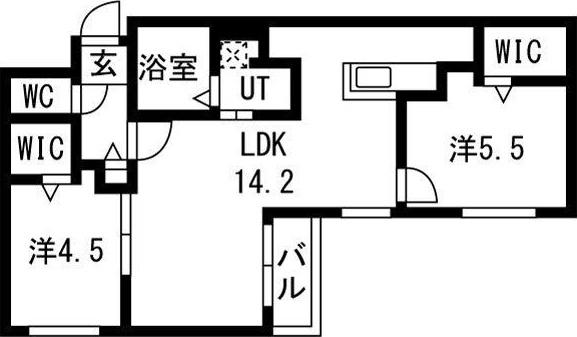 ブランシャールTSCOURT東札幌(2LDK/4階)の間取り写真