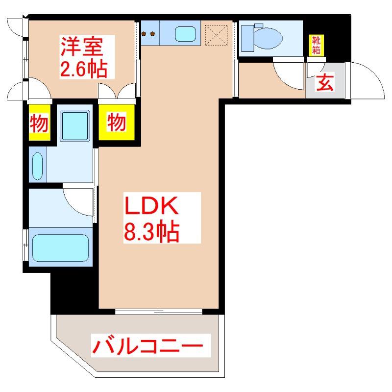 COURTFERIA(1LDK/8階)の間取り写真