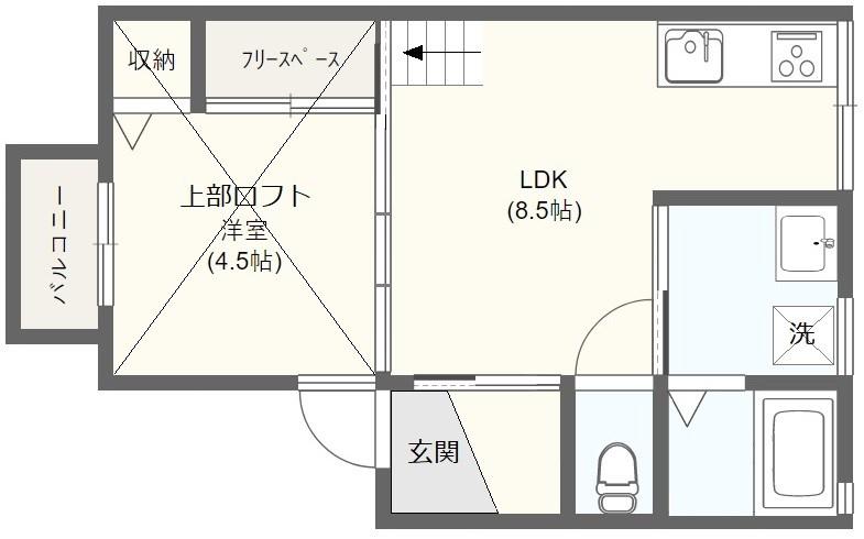 オリーブハウス(1LDK/1階)の間取り写真