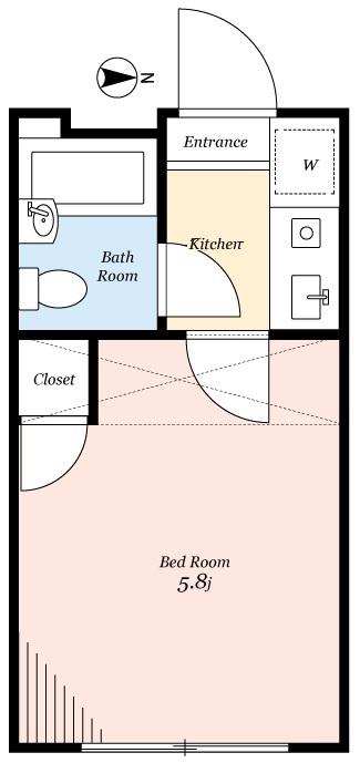 スカイピア元住吉(1K/1階)の間取り写真