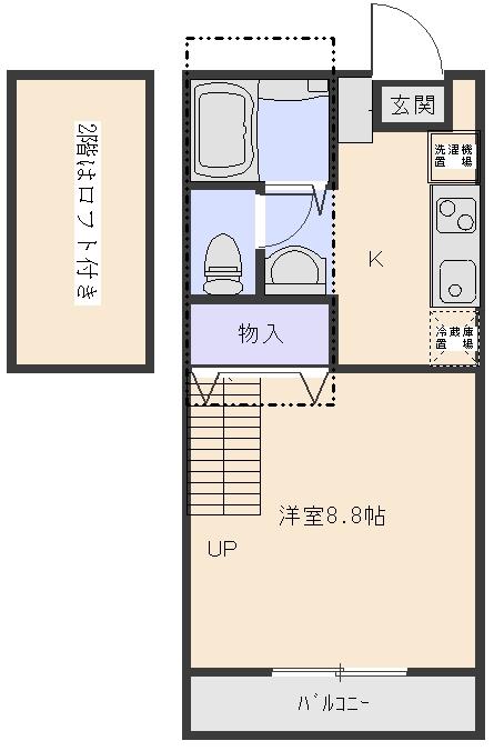 セジュールKAWAKAMI(1K/2階)の間取り写真