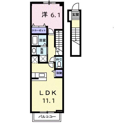エヴァD(1LDK/2階)の間取り写真