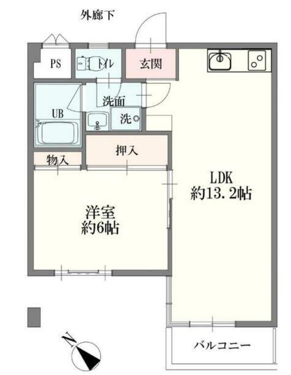 MIO梶ヶ谷(1LDK/3階)の間取り写真