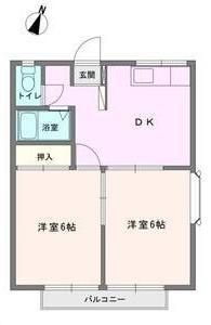 エステートピア翔B(2DK/2階)の間取り写真