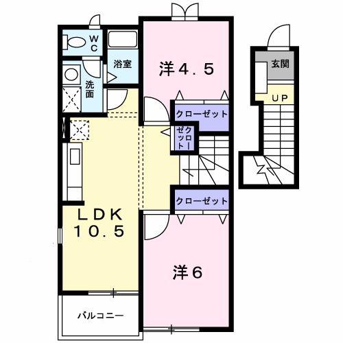ジェルメ(2LDK/2階)の間取り写真