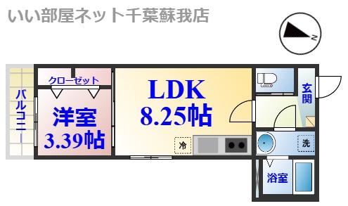 クアトロ本千葉(1LDK/2階)の間取り写真