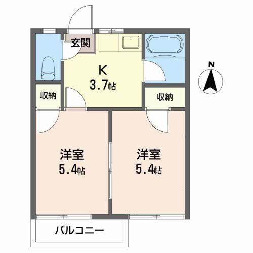 プラザ菊池(2K/2階)の間取り写真