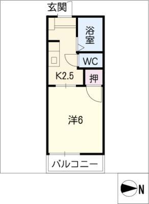 サニー・ヒル金山(1K/2階)の間取り写真