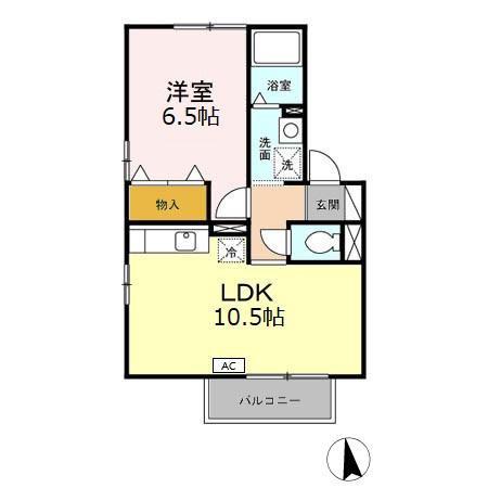 ミュータウンC(1LDK/1階)の間取り写真