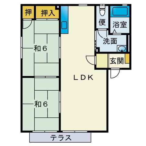コーポハピネス A棟(2LDK/1階)の間取り写真
