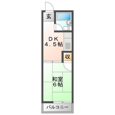 リルームス宇佐(1DK/3階)の間取り写真