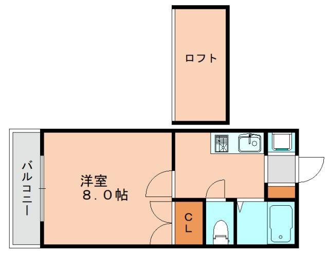 TORA(1K/2階)の間取り写真
