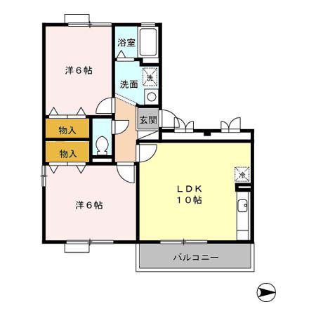 ボヌール 御園(2LDK/3階)の間取り写真