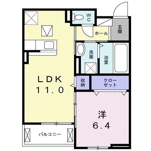 シャルール メゾン II(1LDK/1階)の間取り写真