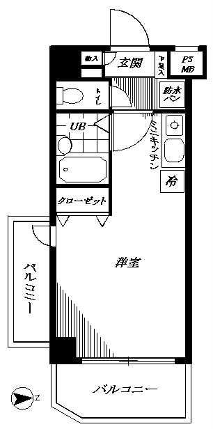 エスコート麻布十番(ワンルーム/5階)の間取り写真
