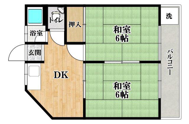 西口マンション(2DK/1階)の間取り写真