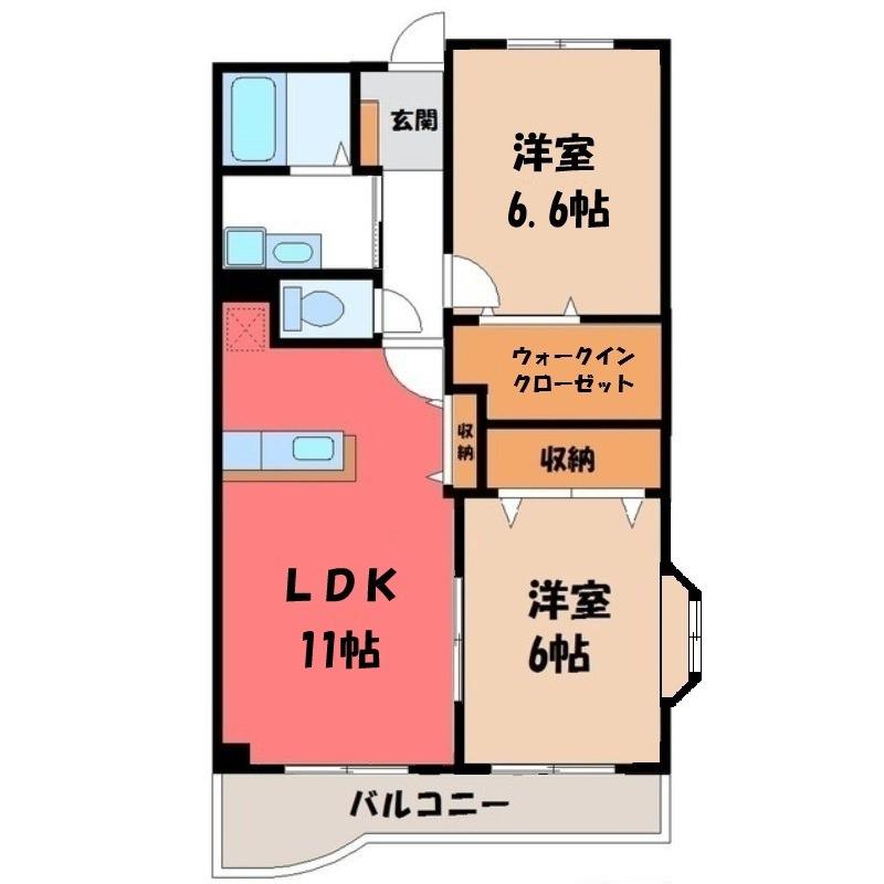シャルマンコート広沢A(2LDK/1階)の間取り写真