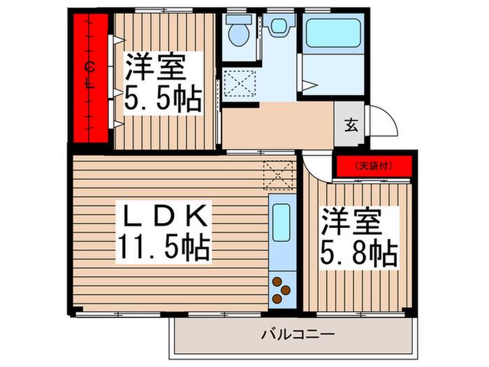 みさと団地12街区6号棟(2LDK/3階)の間取り写真