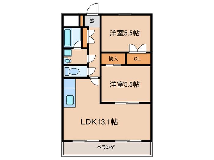 クレイントータス(2LDK/3階)の間取り写真