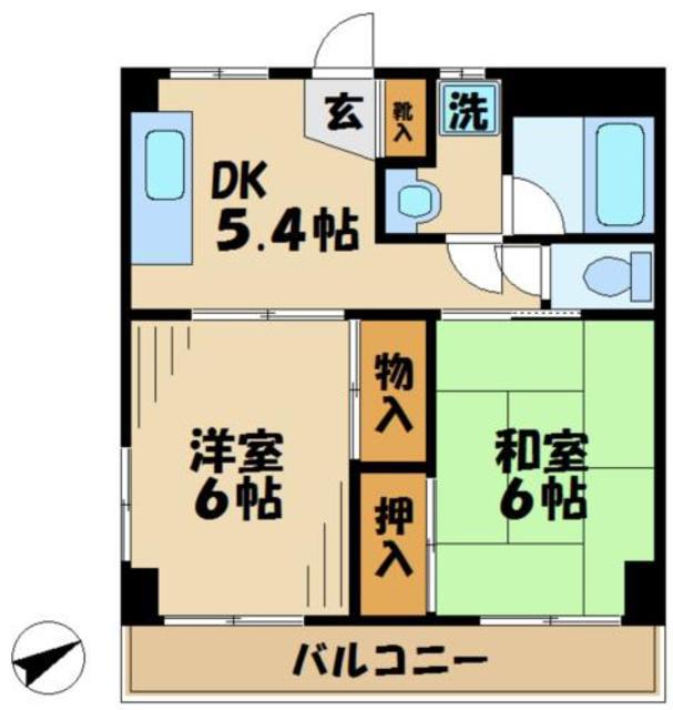 ドミール青木(2DK/3階)の間取り写真