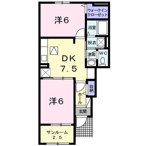 エレガント ヴェルスIII D(2DK/1階)の間取り写真