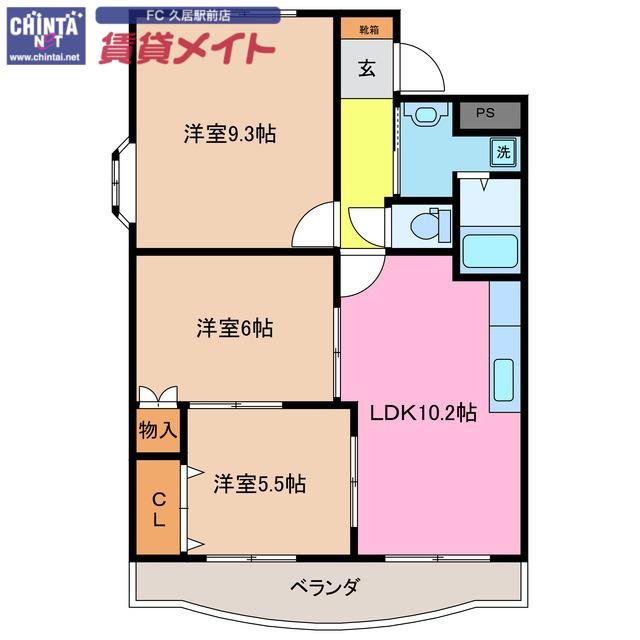 プロミネント伊勢中川II(3LDK/1階)の間取り写真